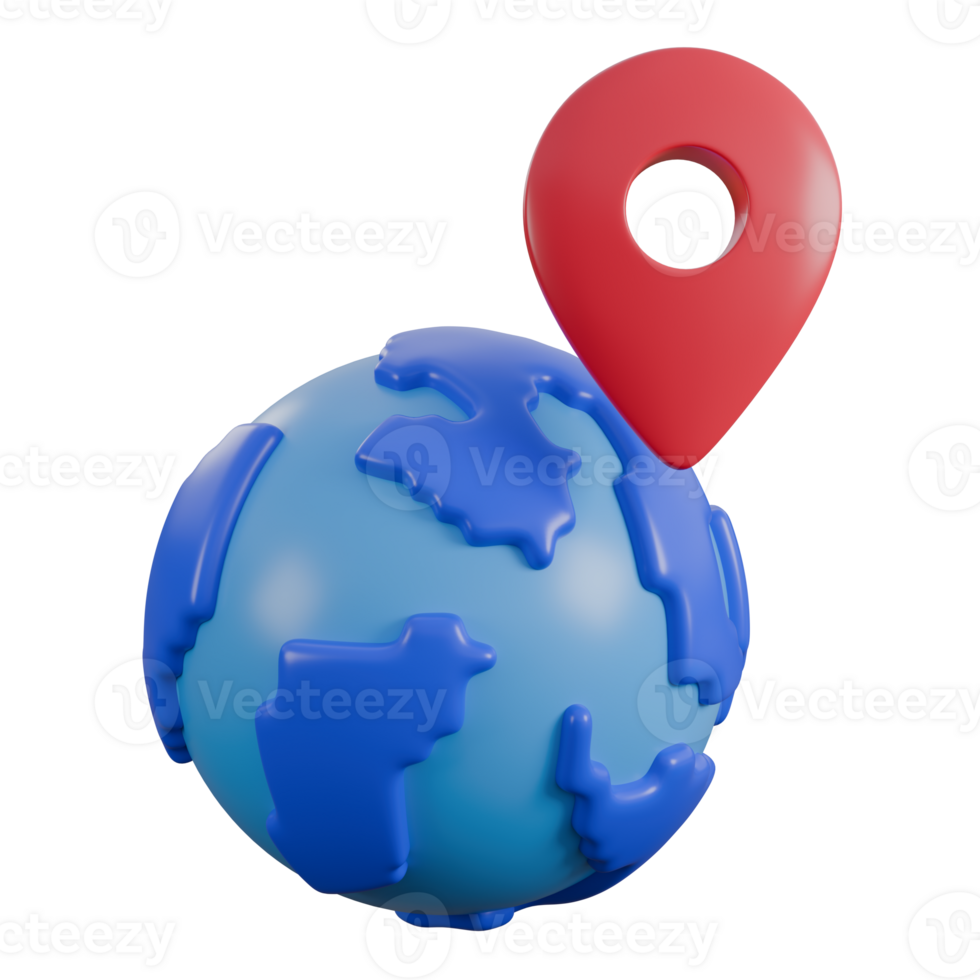 3d illustration of world maps, destination, pin 3d elements, rendering. it can be used for any purpose. png