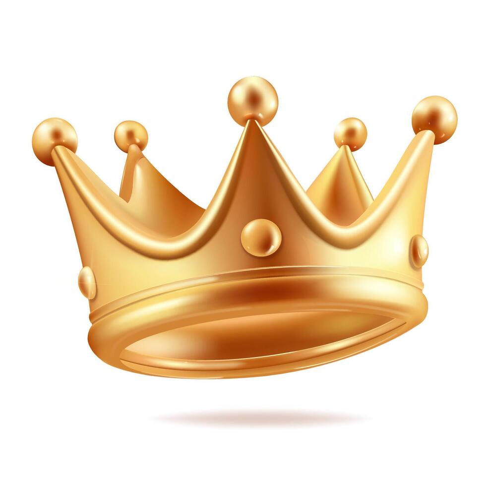 3d Gold Crown Set Cartoon Style Symbol of Monarchy and Leadership. illustration of Royal Crowns vector