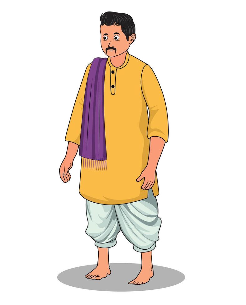 A village rich man cartoon character design vector