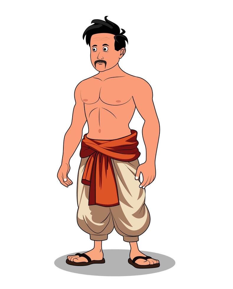 Village Farmer Cartoon Concept Art vector
