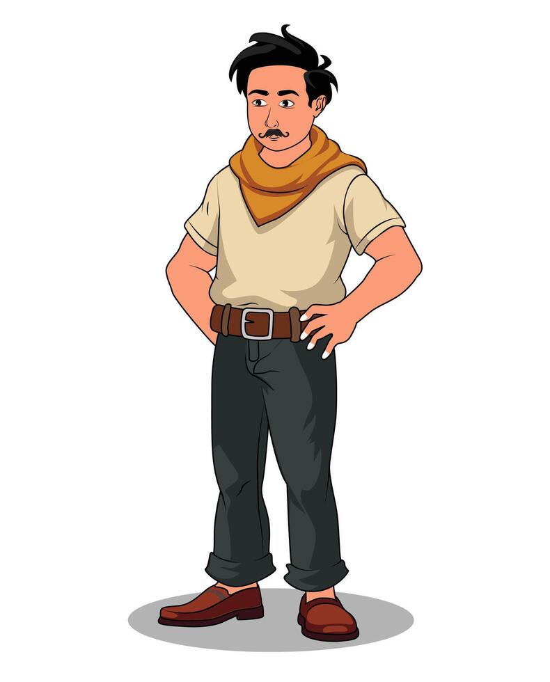 Countryside Man Cartoon Character Sketch vector