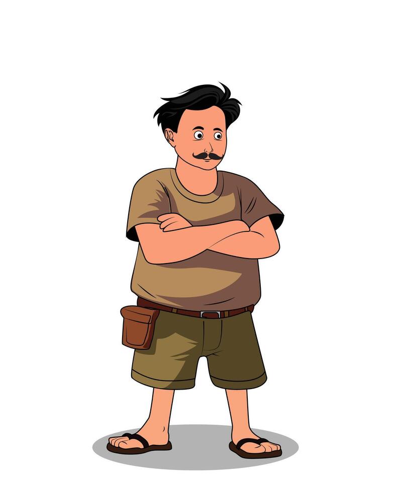 A short highted man cartoon illustration vector
