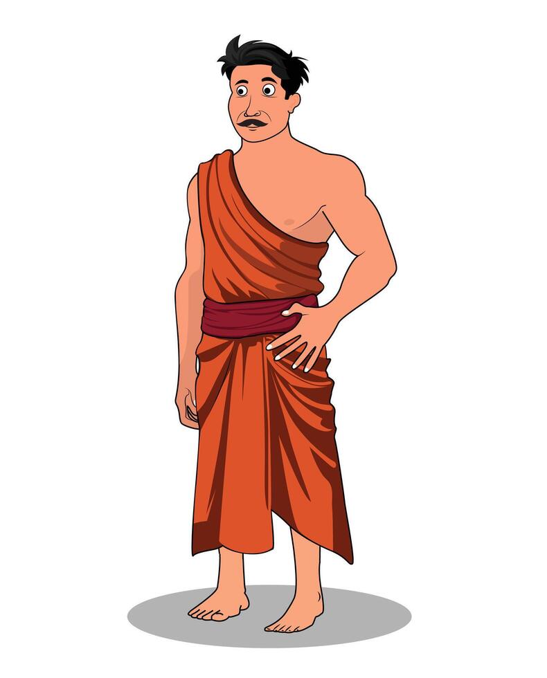 A village poor man standing pose cartoon character design vector