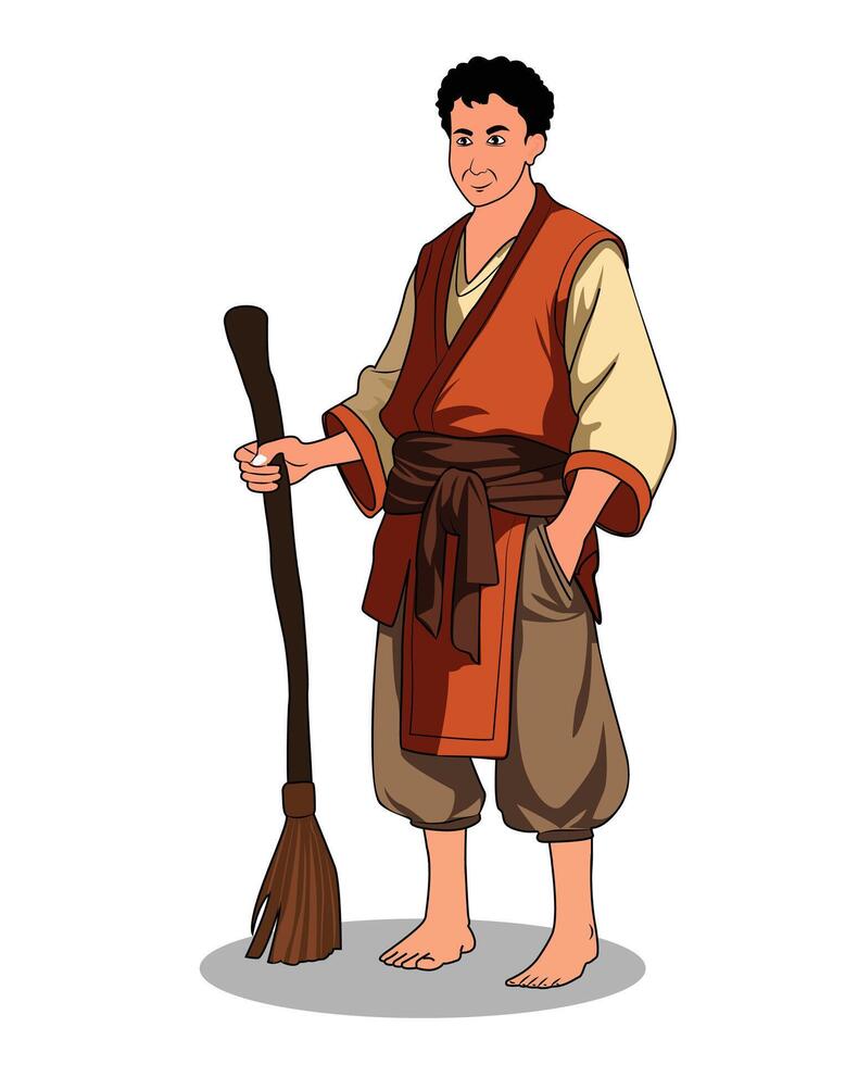 Character Design Village Man in Cartoon Style vector