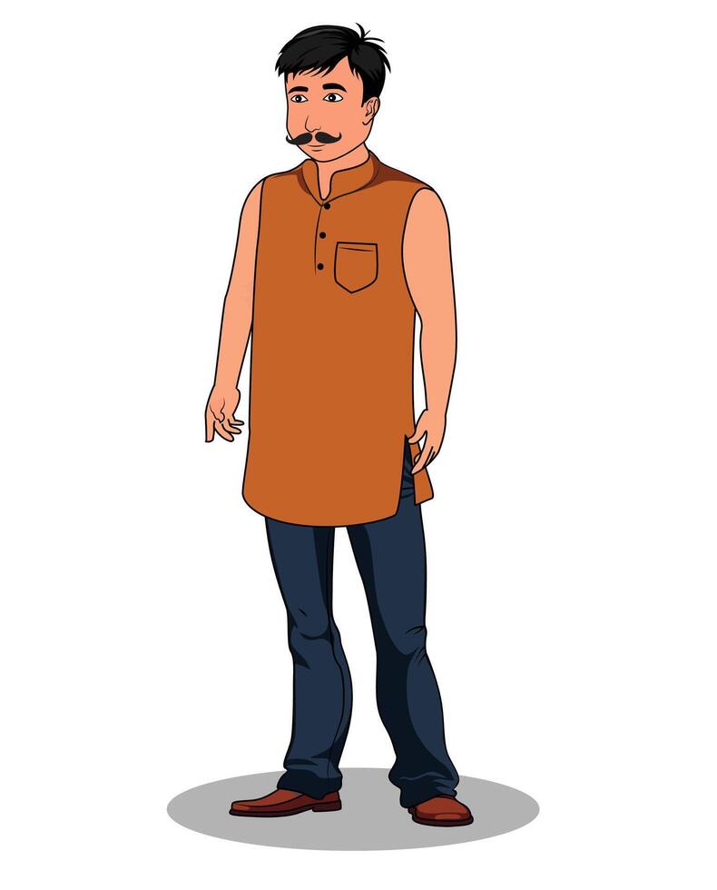A mustache man cartoon character design vector