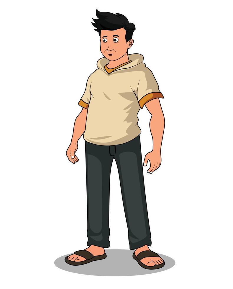 Simple Village Man Cartoon Drawing vector