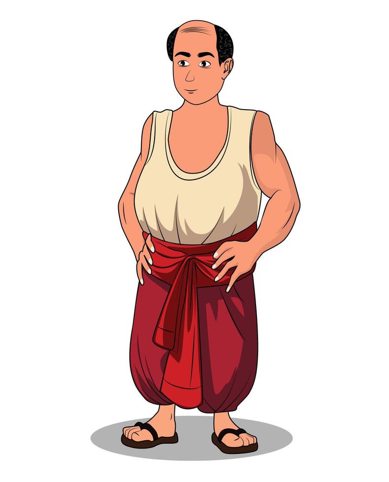 Rural Life Village Man Cartoon Drawing vector