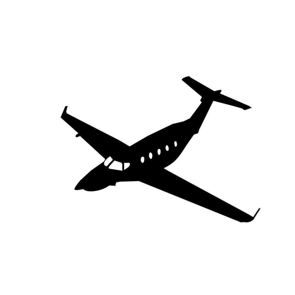 private jet plane silhouette icon vector