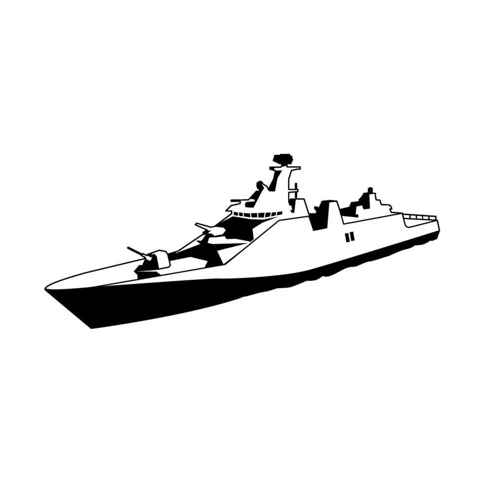 modern war ship silhouette simple vector
