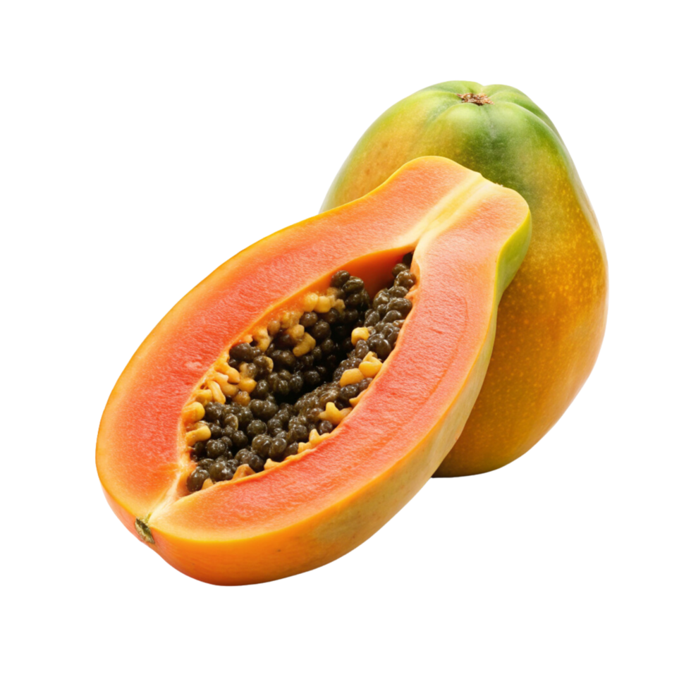 Isolated Papaya Fruit With Slice on a Transparent Background png