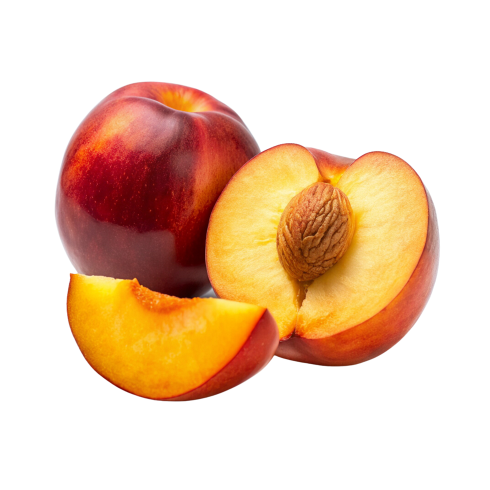 Isolated Peach Fruit With Slice on a Transparent Background png