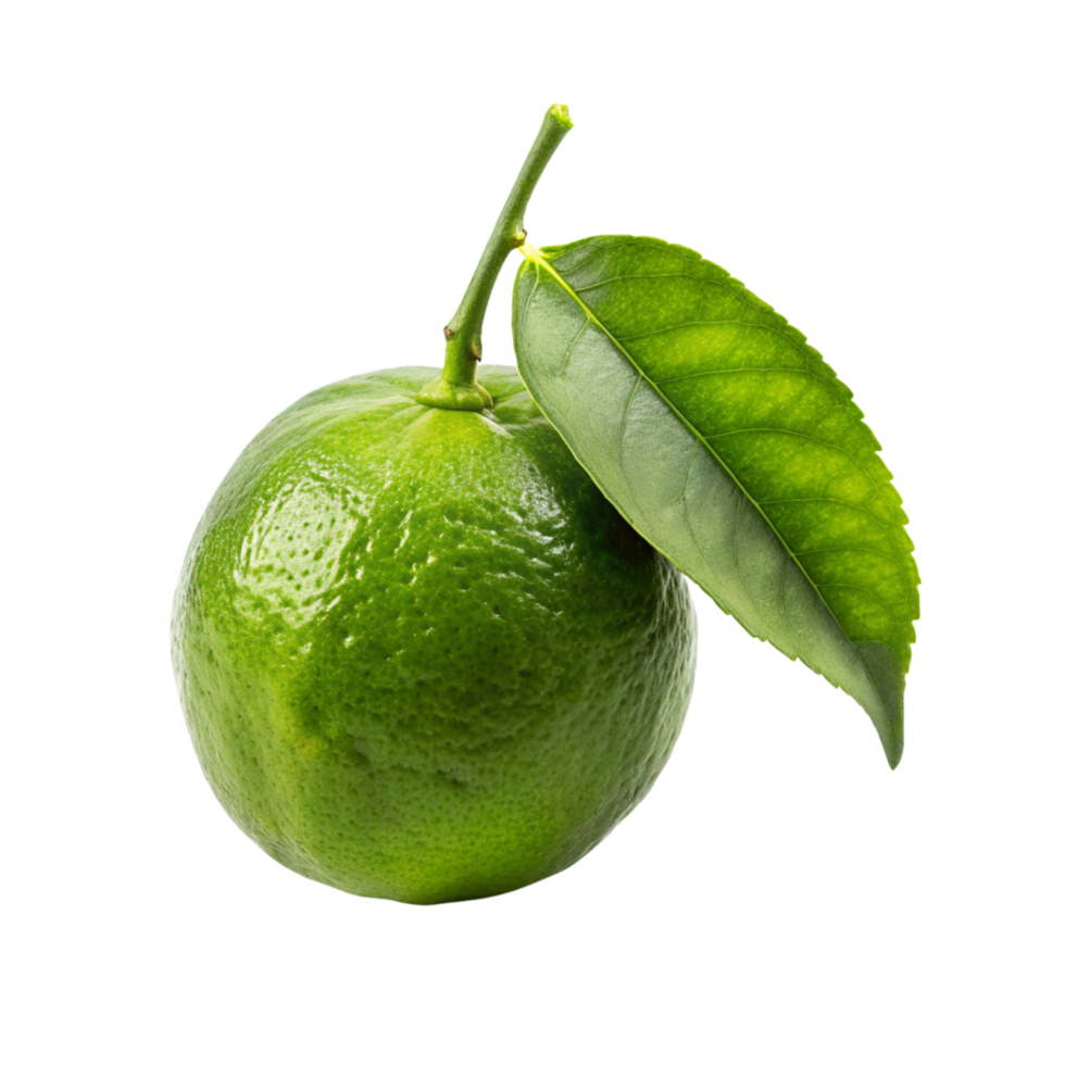 Fresh Green Lime with Leaf on a Transparent png