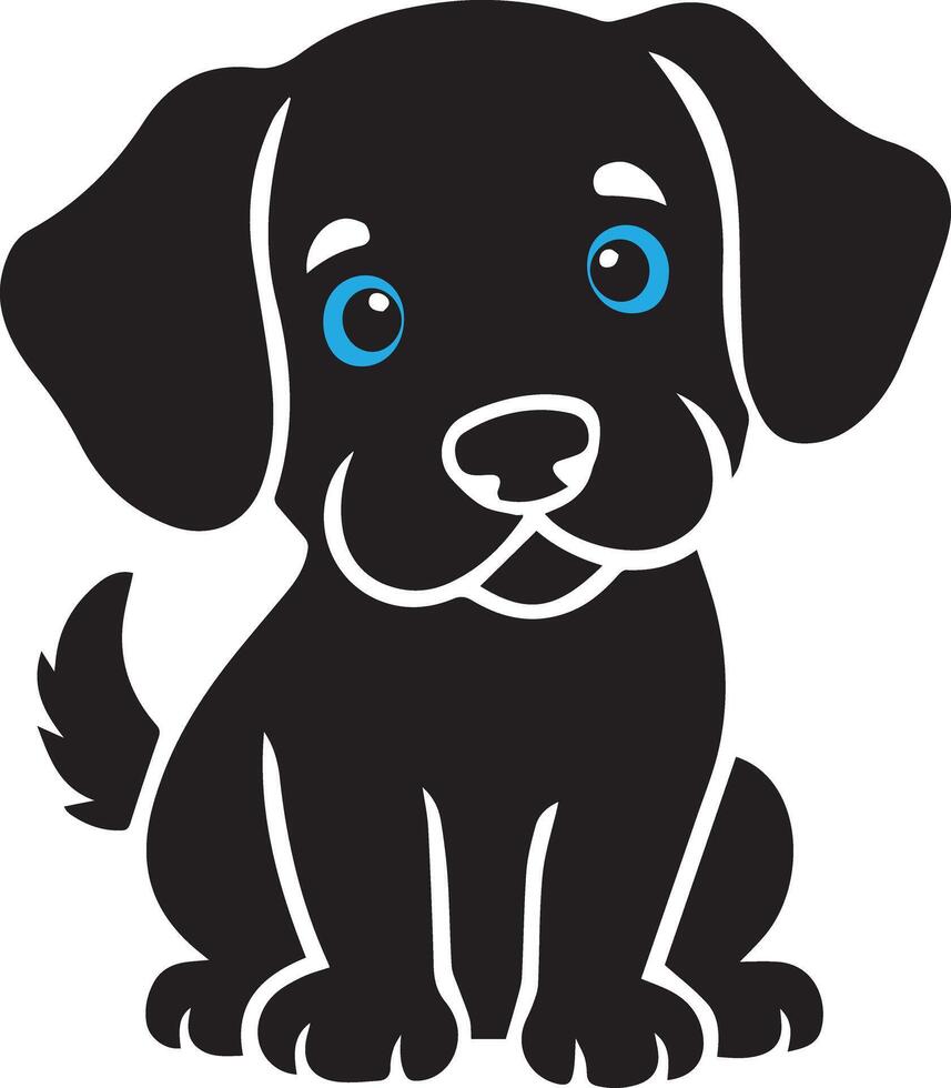 Cute dog sitting silhouette icon for multipurpose use vector