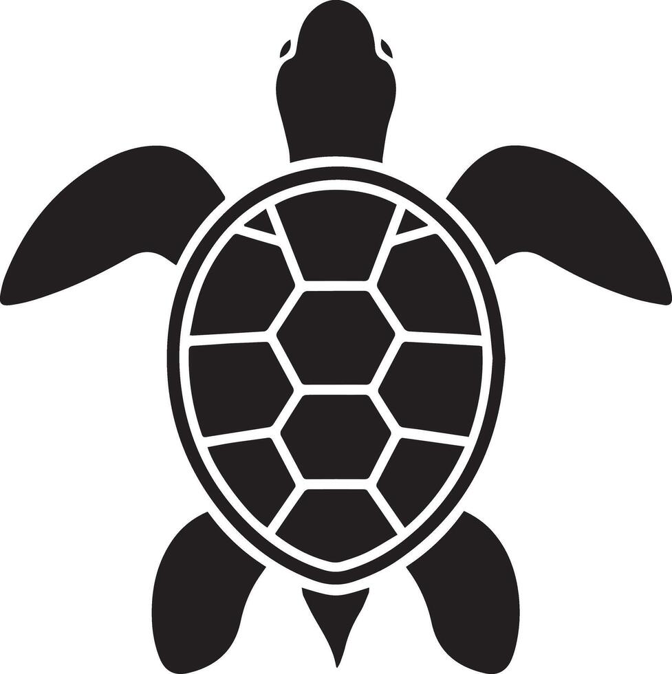 Black color sea turtle swimming icon vector