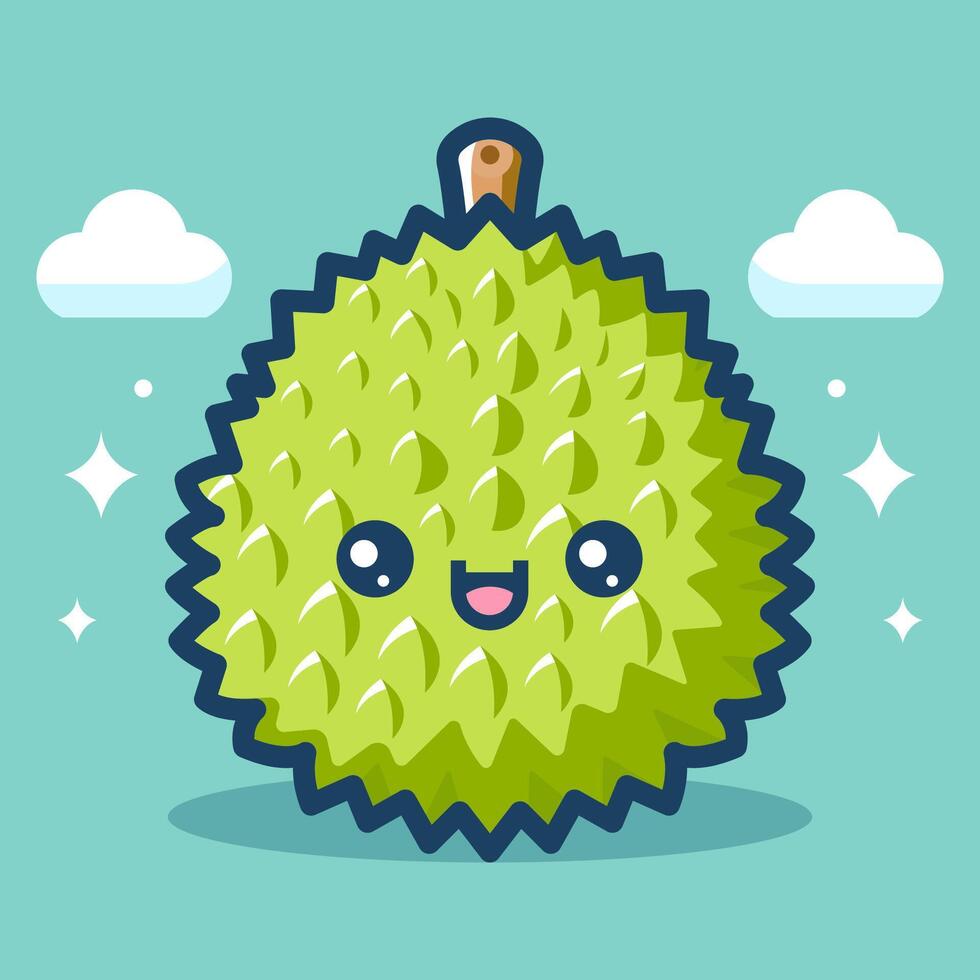 Cute durian fruit, cartoon illustration vector