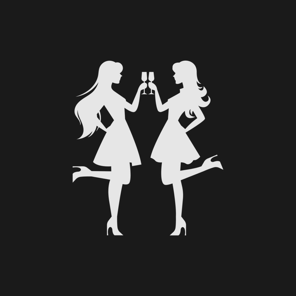 Silhouette of a woman toasting vector