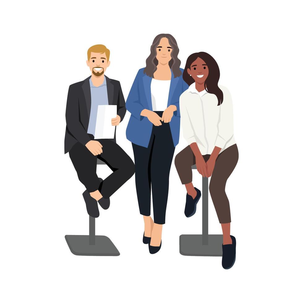 Group of young diverse multiethnic business team. vector