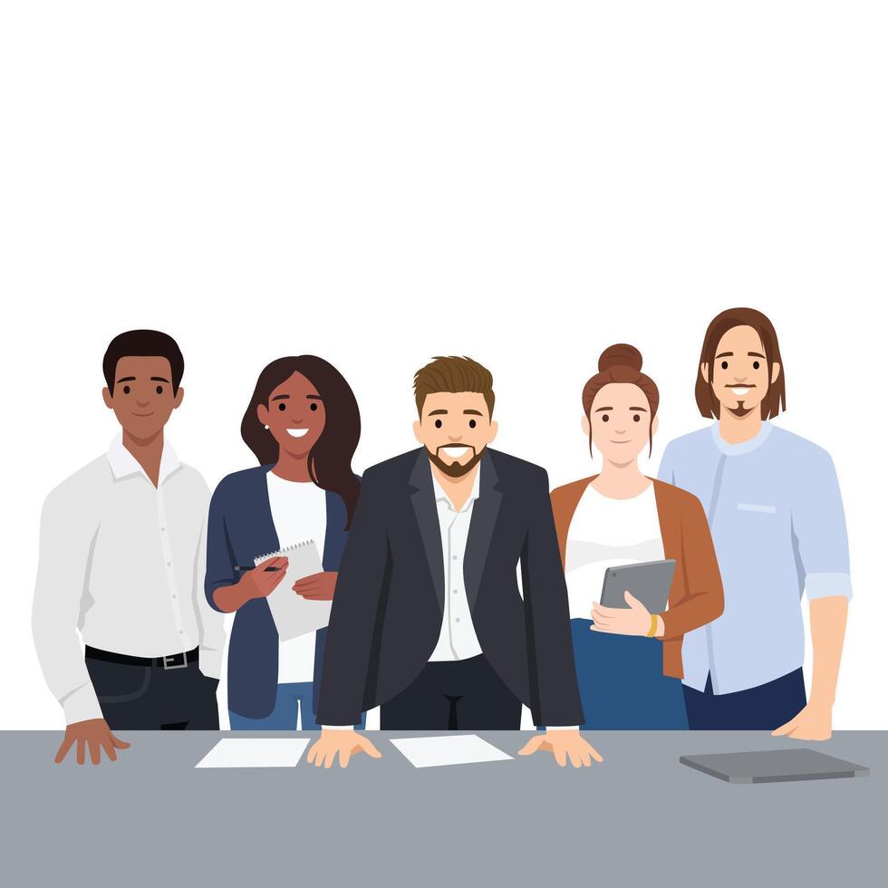 Young diverse multiethnic business team. vector