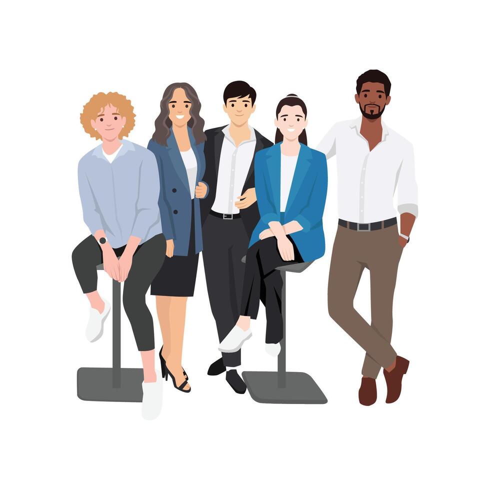 Group of diverse multiethnic business team. vector