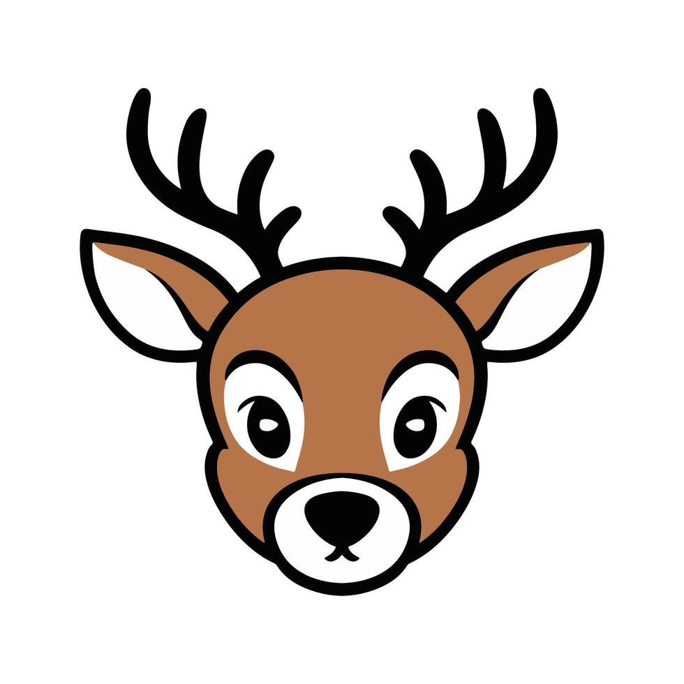 Deer face flat Icon art. Minimalist Cartoon Animal Design vector