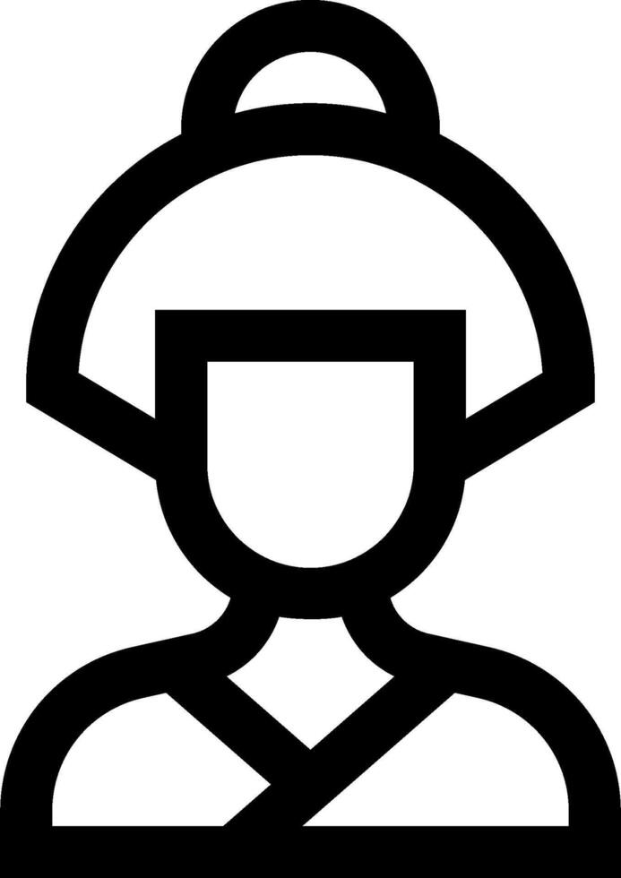A black and white icon of a person wearing a hat vector