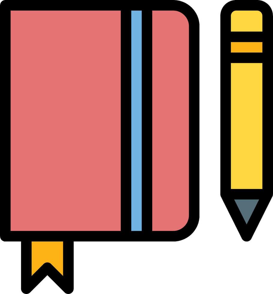 A pink notebook and pencil are next to each other vector