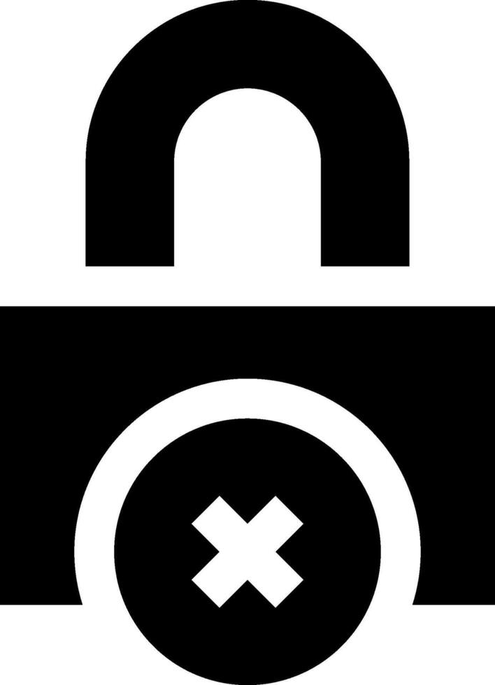 An icon of a padlock with an x vector