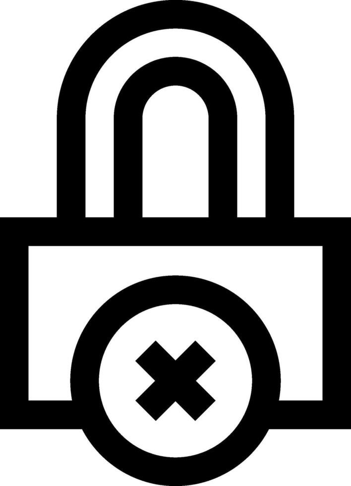 An icon of a padlock with an x vector