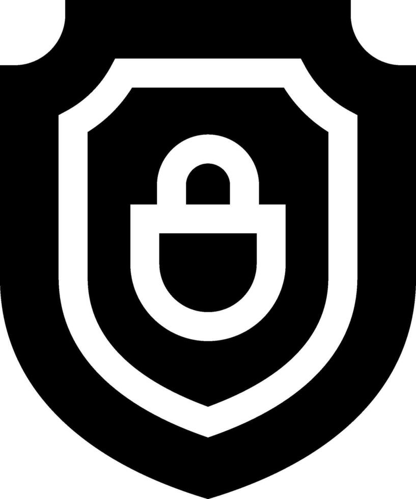 A black and white shield with a lock on it vector