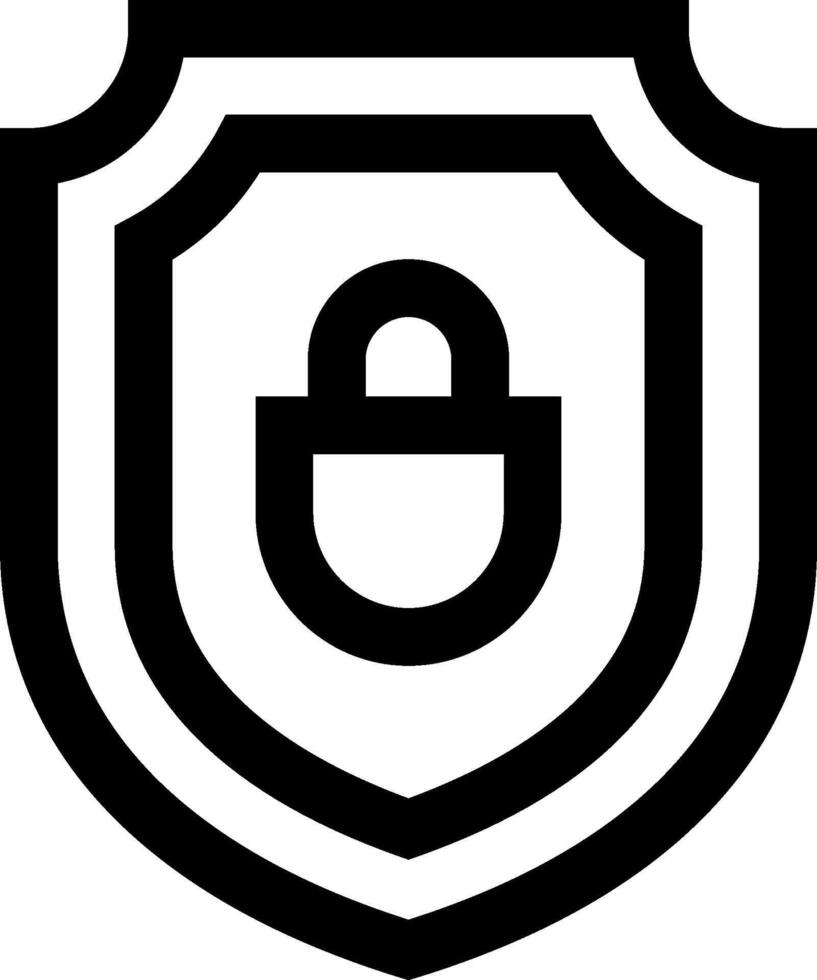 A black and white shield with a lock on it vector