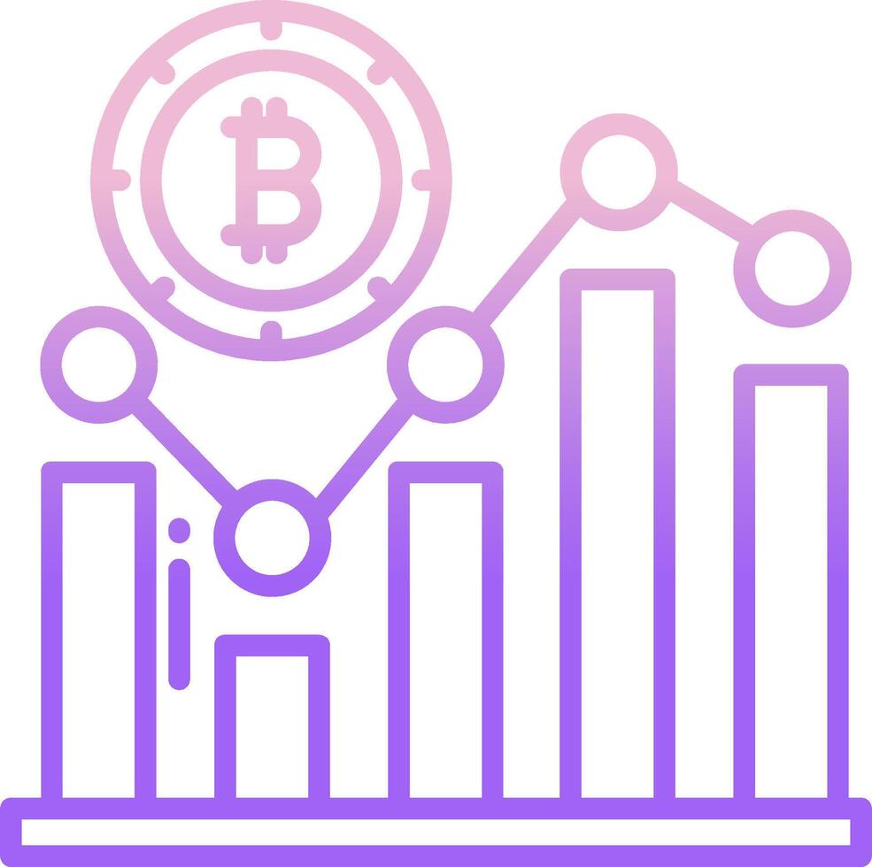 Bitcoin chart icon with a bitcoin coin vector