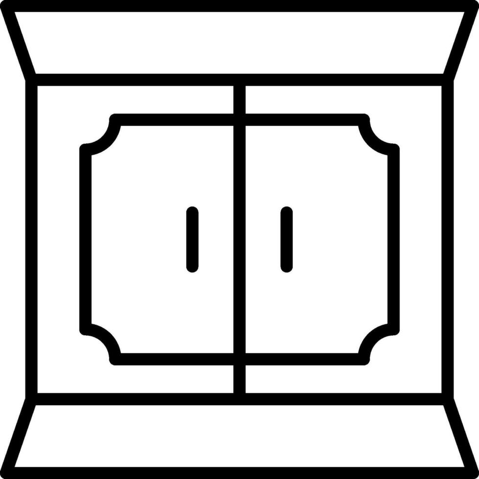 A black and white drawing of a cabinet vector