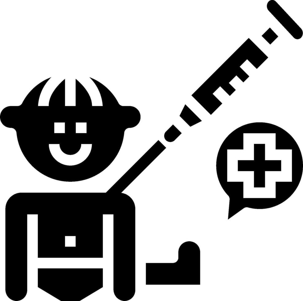 A man with a syringe and a medical sign vector