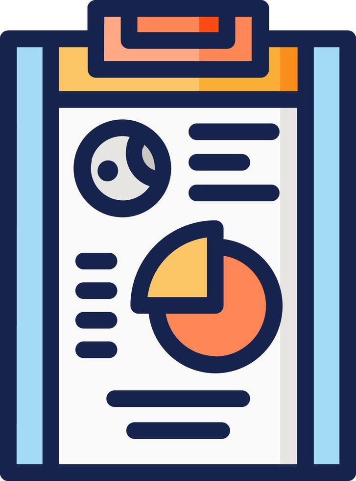 A clipboard with a pie chart and other items vector