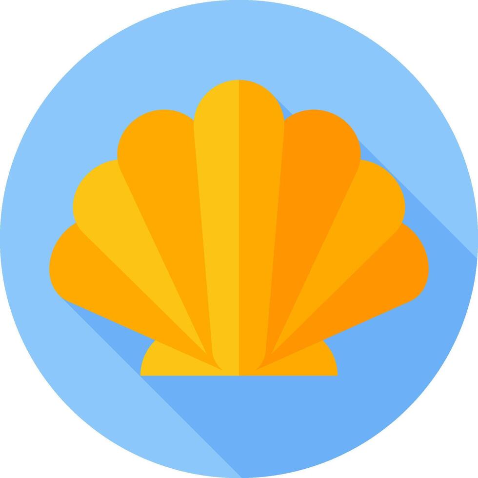 Shell icon with long shadow on a blue background vector