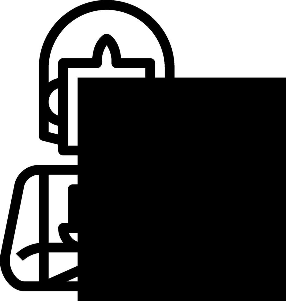 A black and white illustration of a person holding a blank piece of paper vector