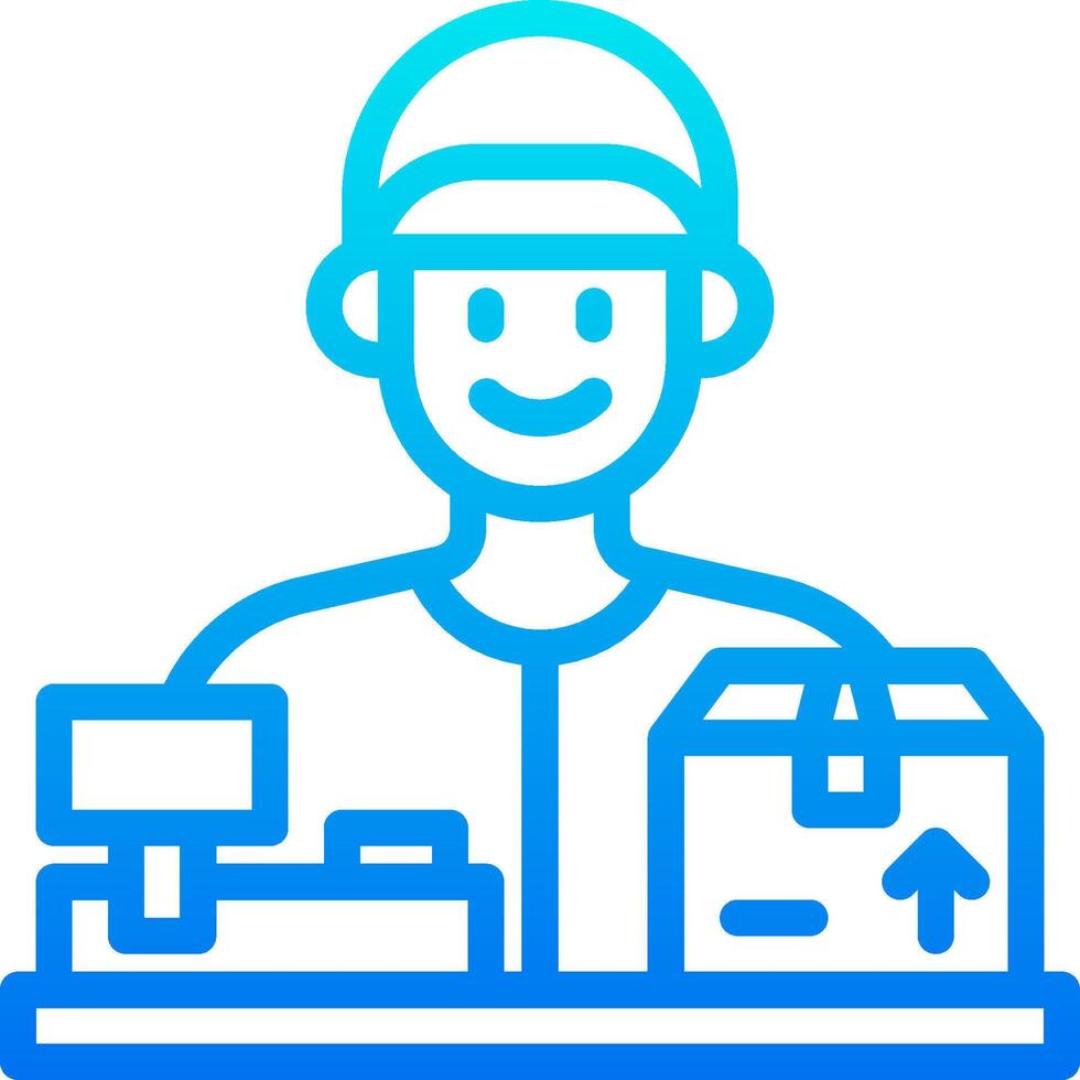 A man with a box and a box on his desk vector