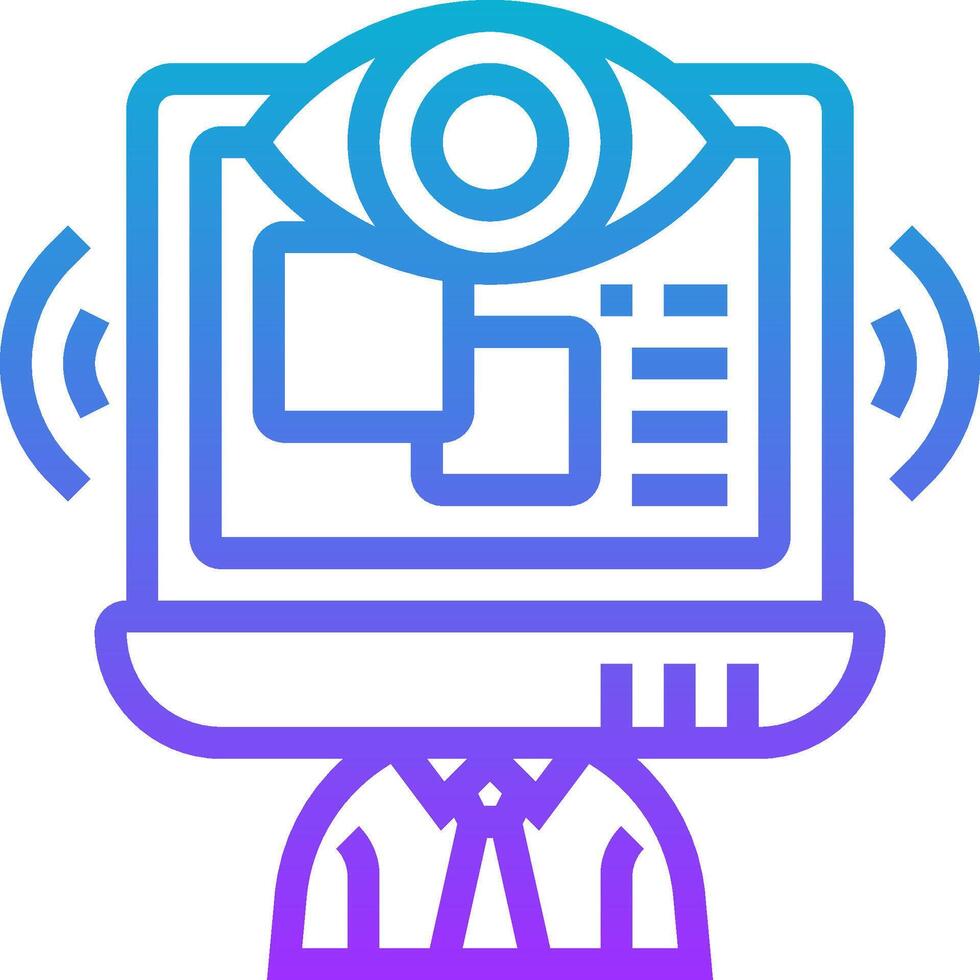 A person with a computer monitor and an eye icon vector