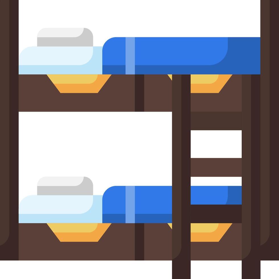 Bunk bed with blue sheets and blue pillows vector