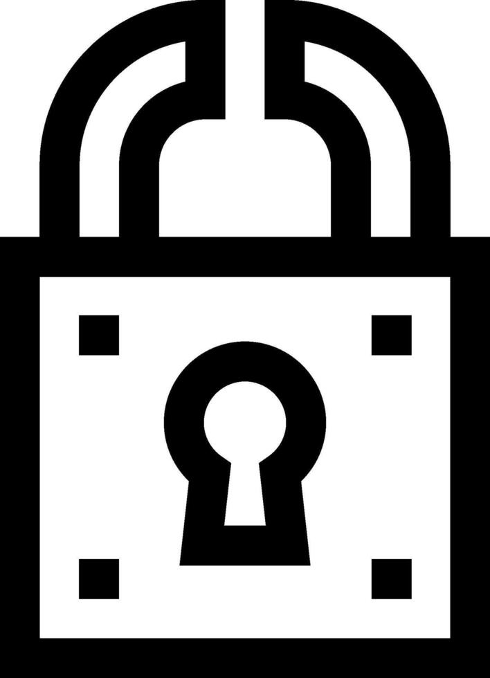 A black and white icon of a padlock vector