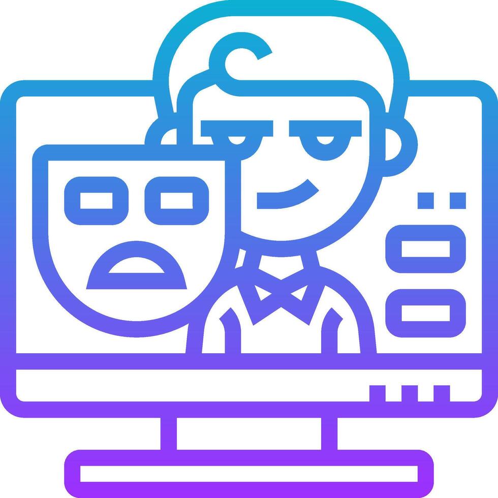 A man is sitting in front of a computer screen with a mask on vector