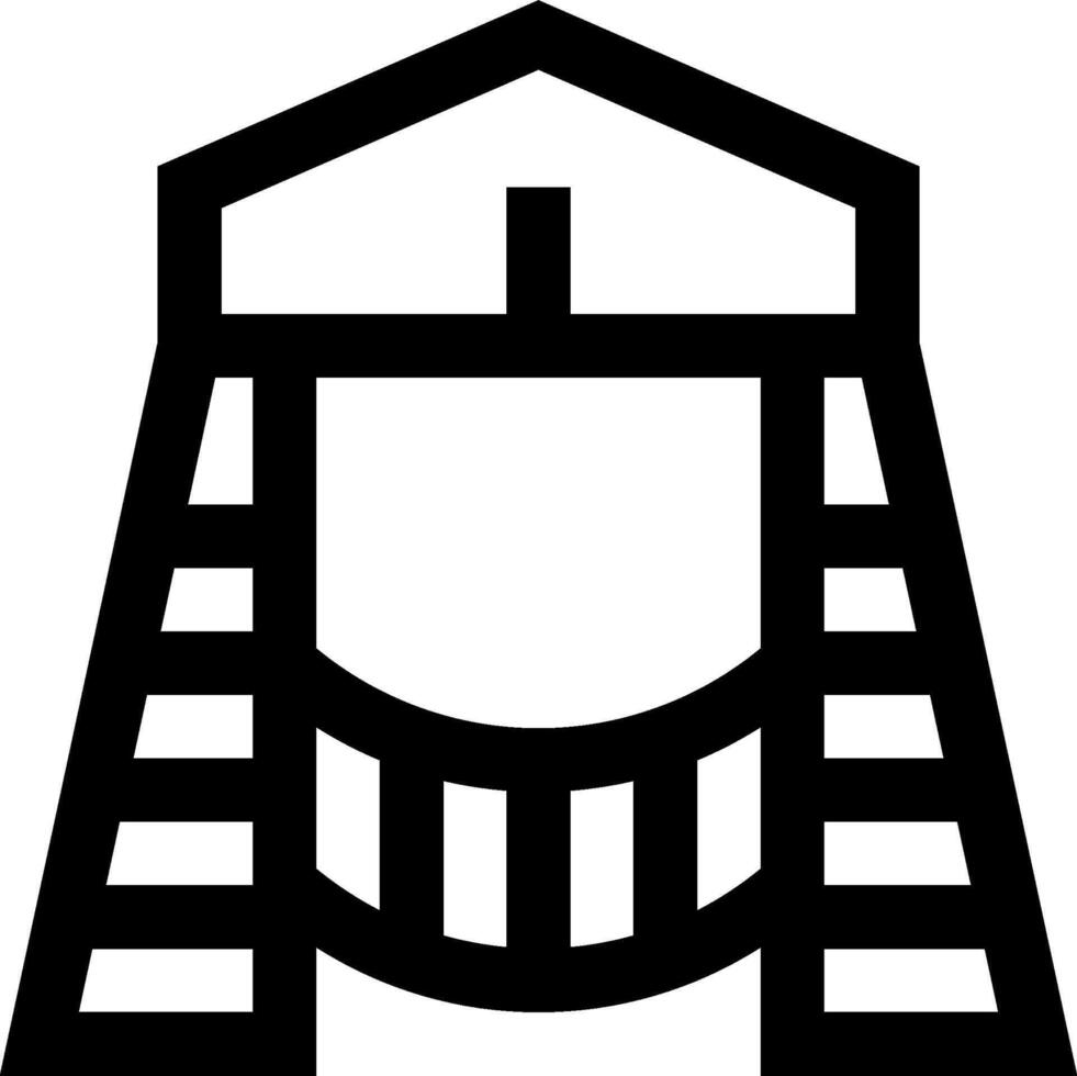 A black and white image of a building with stairs vector