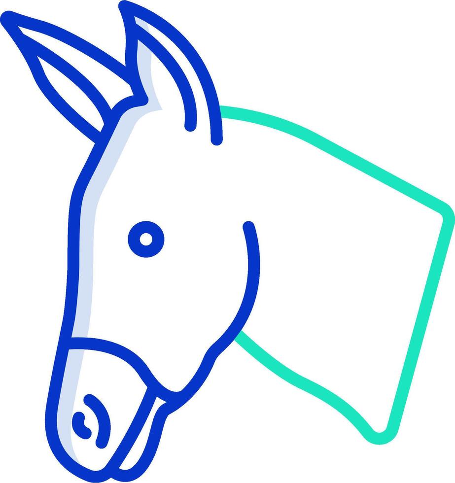 A donkey head with a blue outline vector