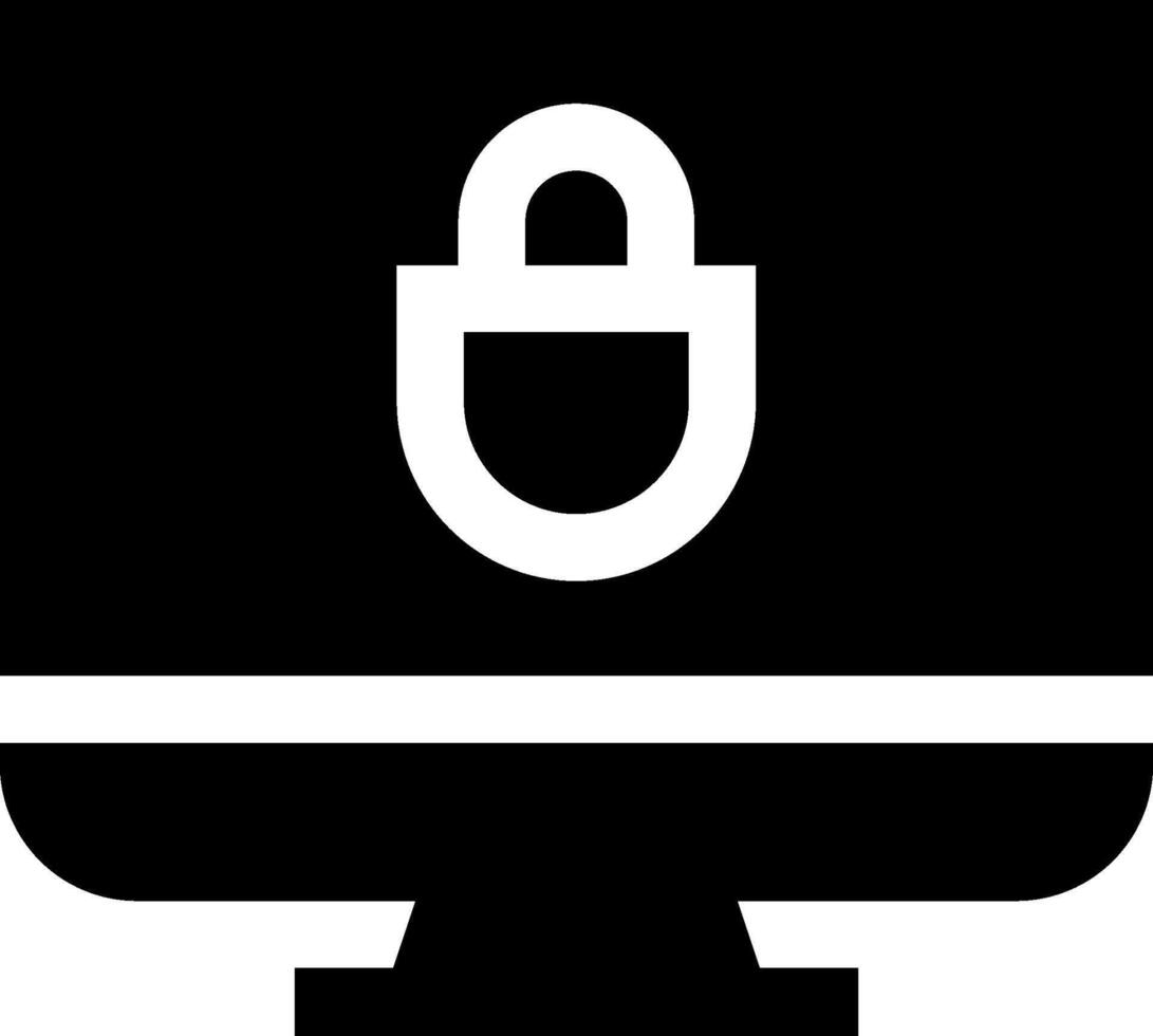 A black and white image of a computer monitor with a padlock vector