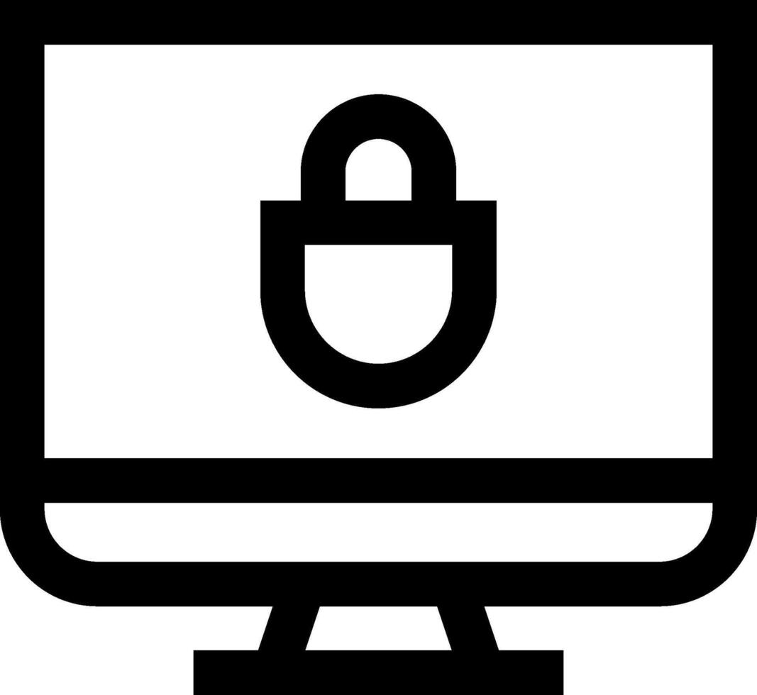 A computer monitor with a padlock icon vector