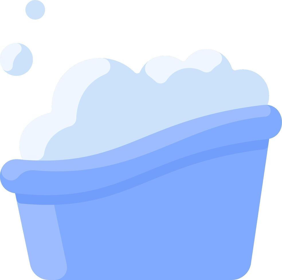 A blue tub with soap and bubbles vector