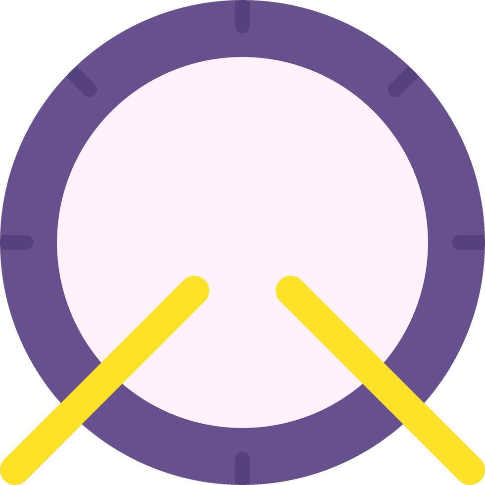 A purple and yellow drum with two sticks vector