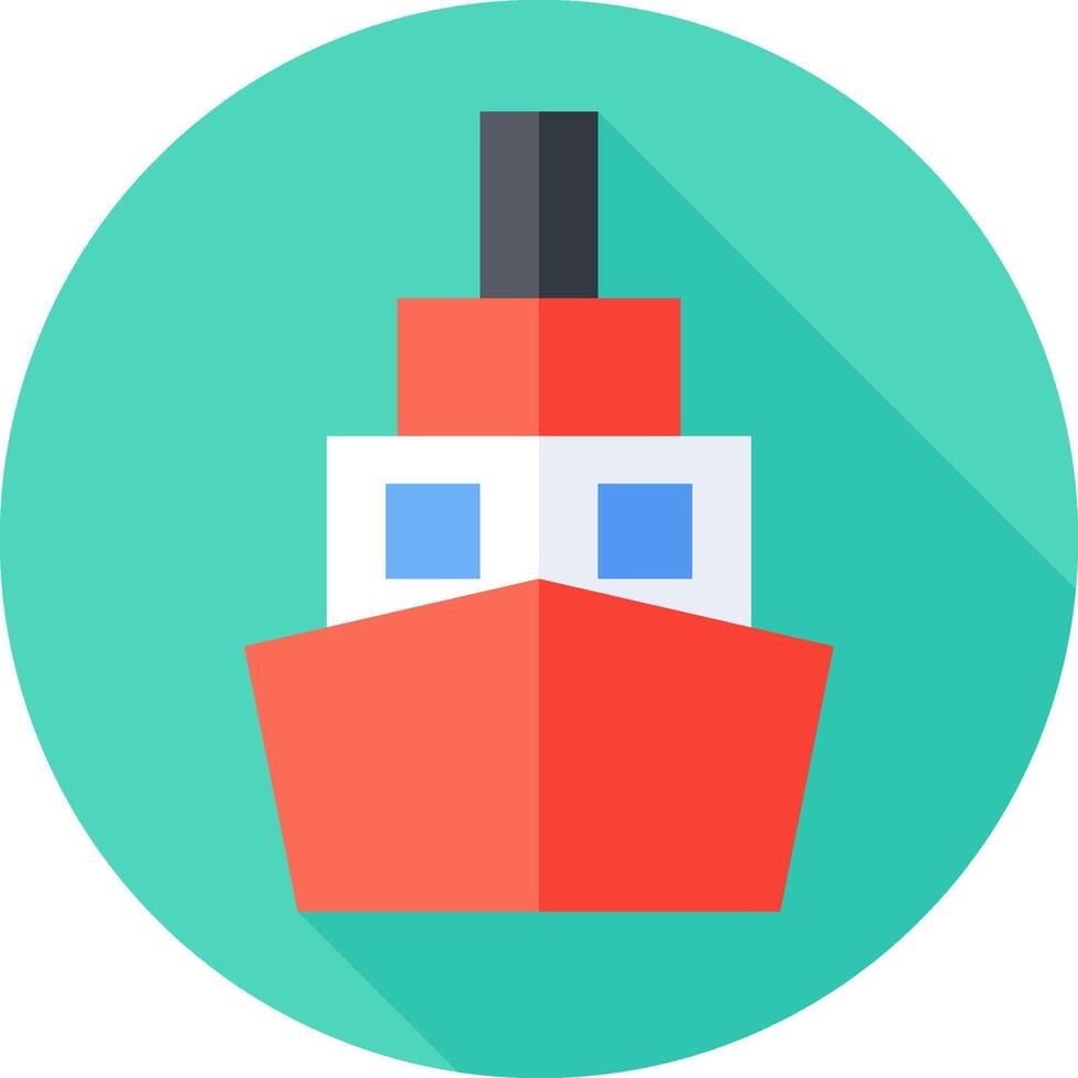 A red boat icon with a long shadow vector