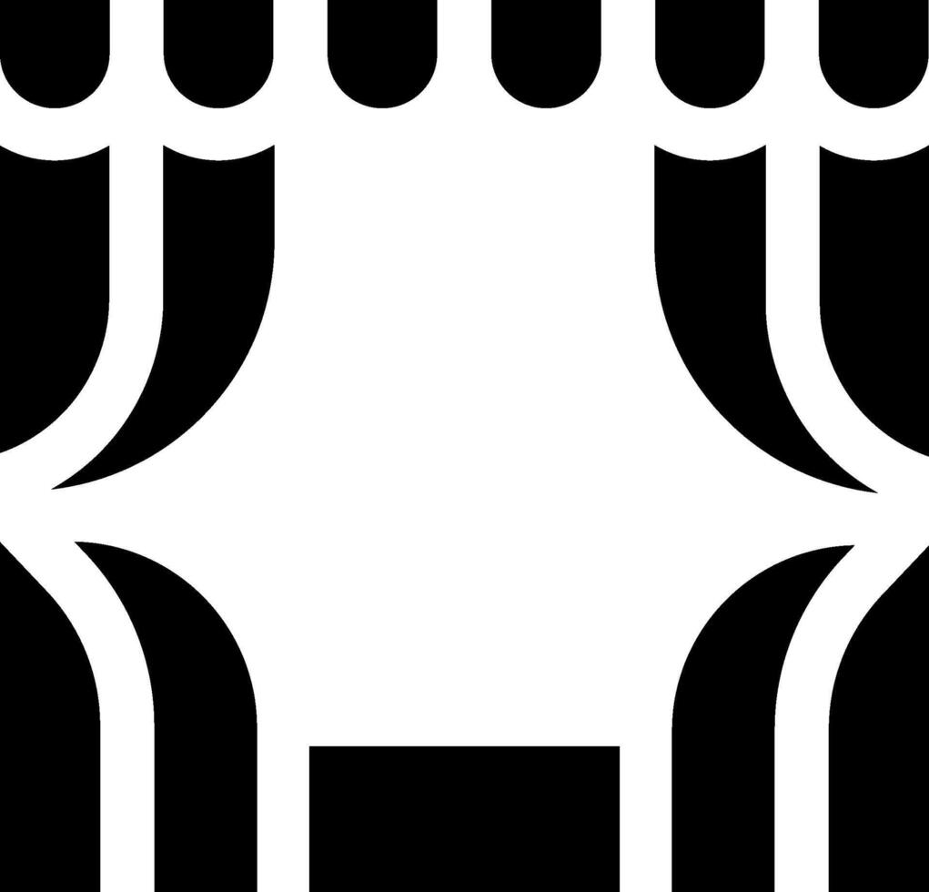 A black and white icon of a curtain vector