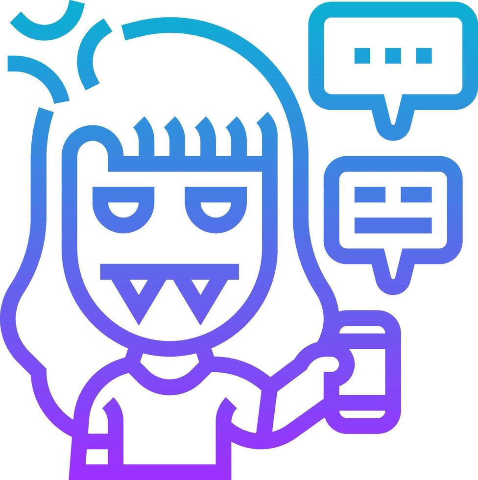 A woman holding a phone with speech bubbles around her vector